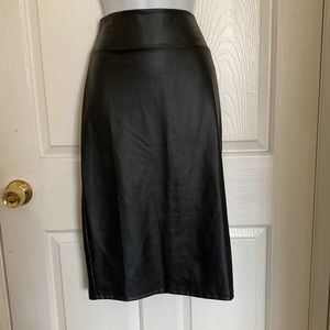 Simlu BodyCon Black Faux Leather Stretch Pencil Skirt Large NWT